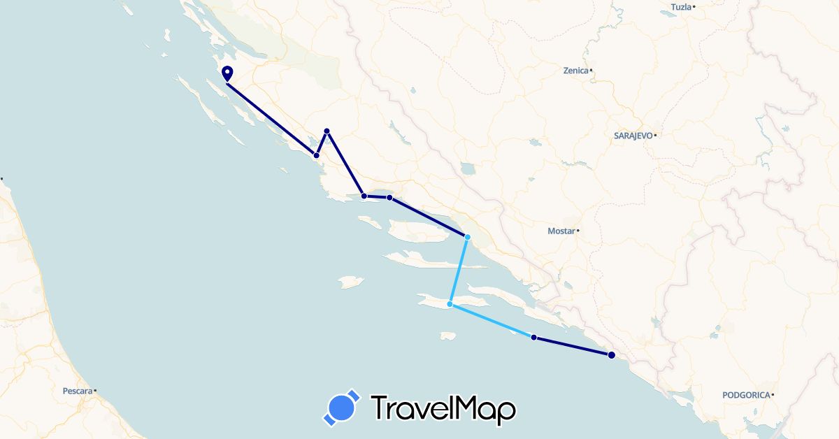TravelMap itinerary: driving, boat in Croatia (Europe)